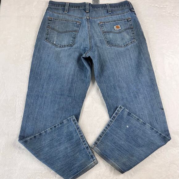 2 Pair Carhartt Men’s distressed Blue size 36x30 workwear - Picture 3 of 9